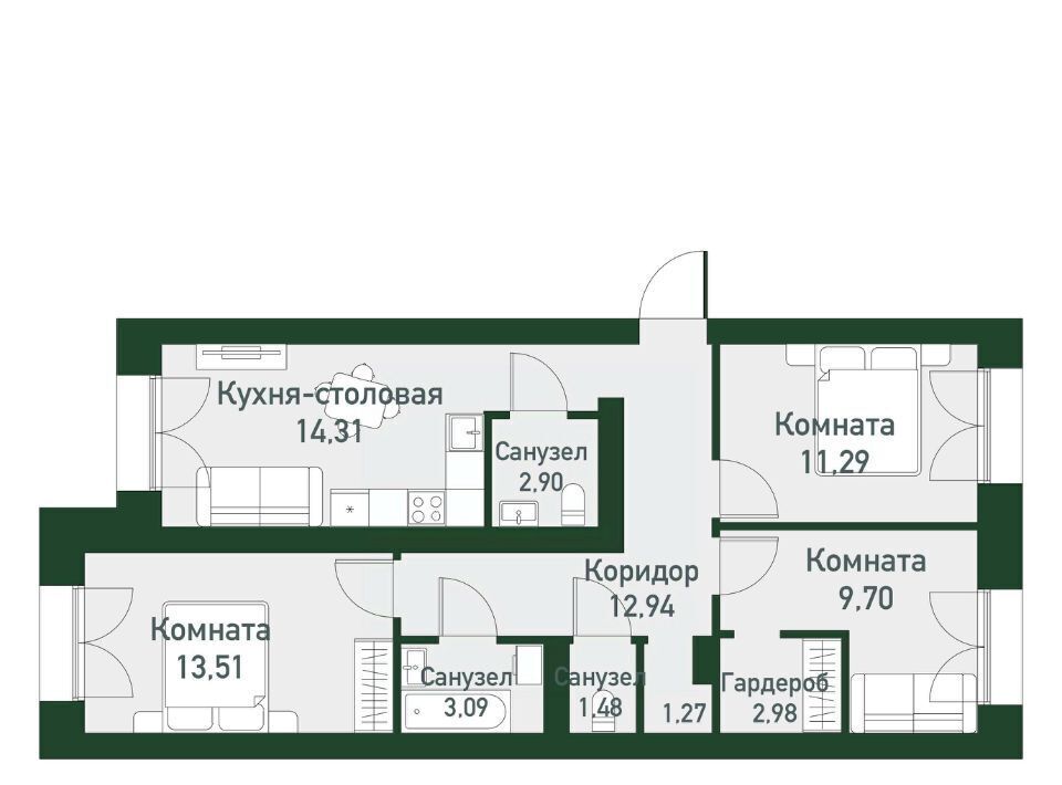 квартира г Екатеринбург р-н Ленинский Чкаловская Твоя Привилегия жилой комплекс фото 1