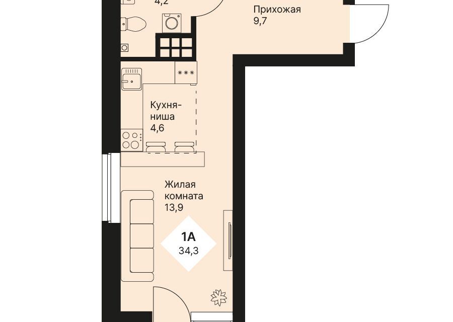 квартира г Екатеринбург р-н Орджоникидзевский пр-кт Космонавтов 108/2 Екатеринбург, муниципальное образование фото 1