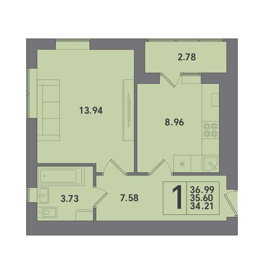 квартира г Калининград р-н Московский ул Крейсерская 13 корп. 1 фото 2