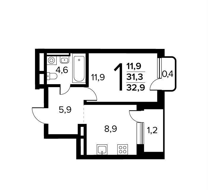 квартира г Щербинка квартал № 1 р-н Десёновское, № 61., корп. 6, п. Десеновское фото 1