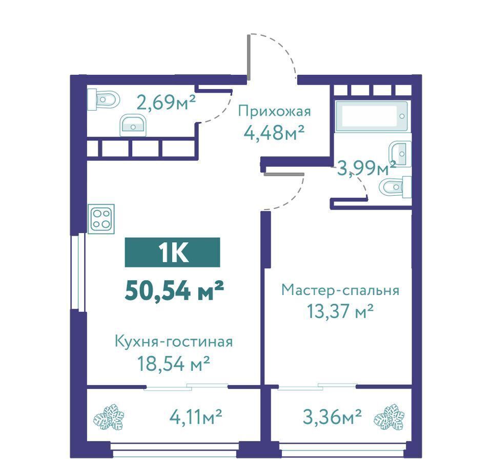 квартира г Тюмень р-н Ленинский ул Павла Никольского 10 корп. 1, блок-секция 2 фото 2