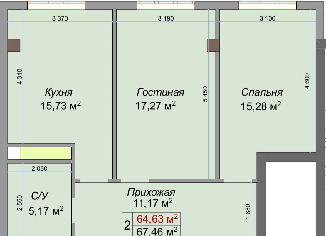 квартира г Нальчик Горная ул. Героя России Т. М. Тамазова, 3 фото 2