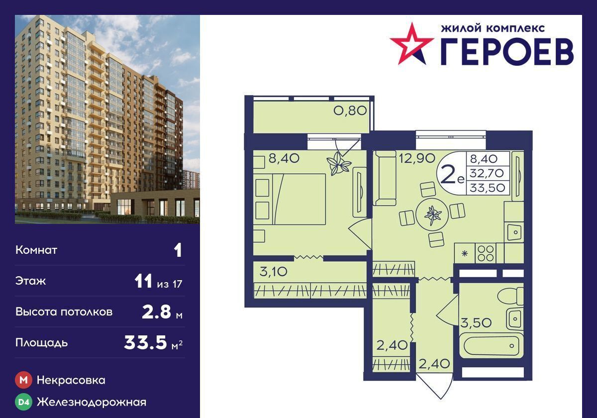 квартира г Балашиха мкр Железнодорожный ЖК «Героев» корп. 406, ул. Автозаводская фото 1