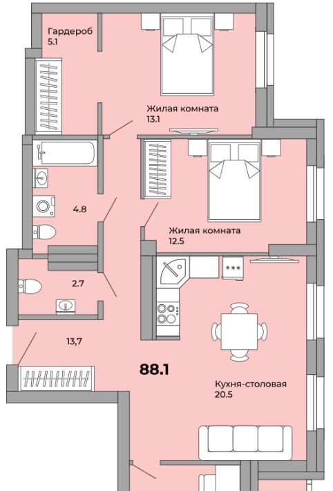 квартира г Екатеринбург р-н Орджоникидзевский Уралмаш пер Черниговский 20 фото 3