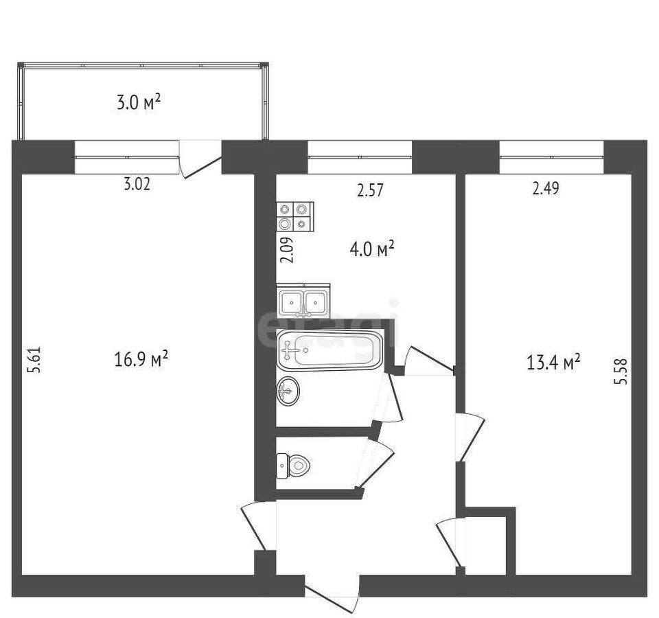 квартира г Тюмень р-н Центральный ул Дзержинского 23 фото 22