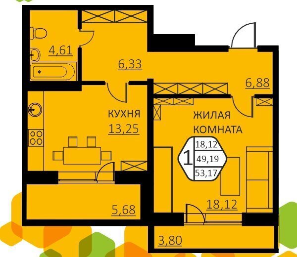 квартира р-н Пермский д Кондратово ул Н.М.Яблокова 3 ЖК «Медовый» фото 1