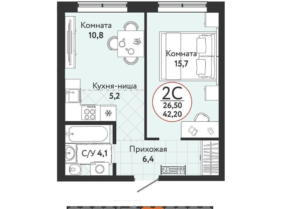 квартира г Новосибирск Золотая Нива ЖК «Одоевский» 1 фото 1