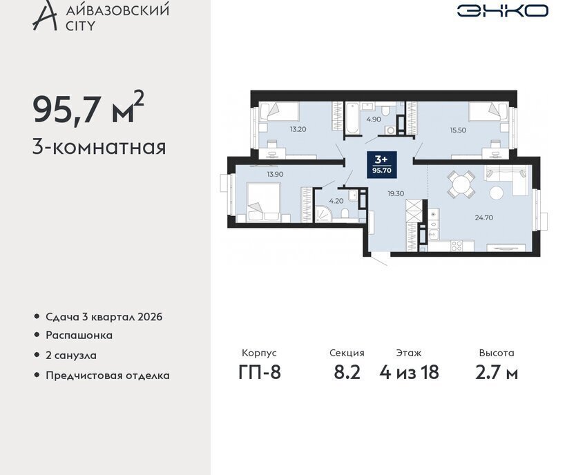 квартира г Тюмень ЖК Айвазовский фото 1