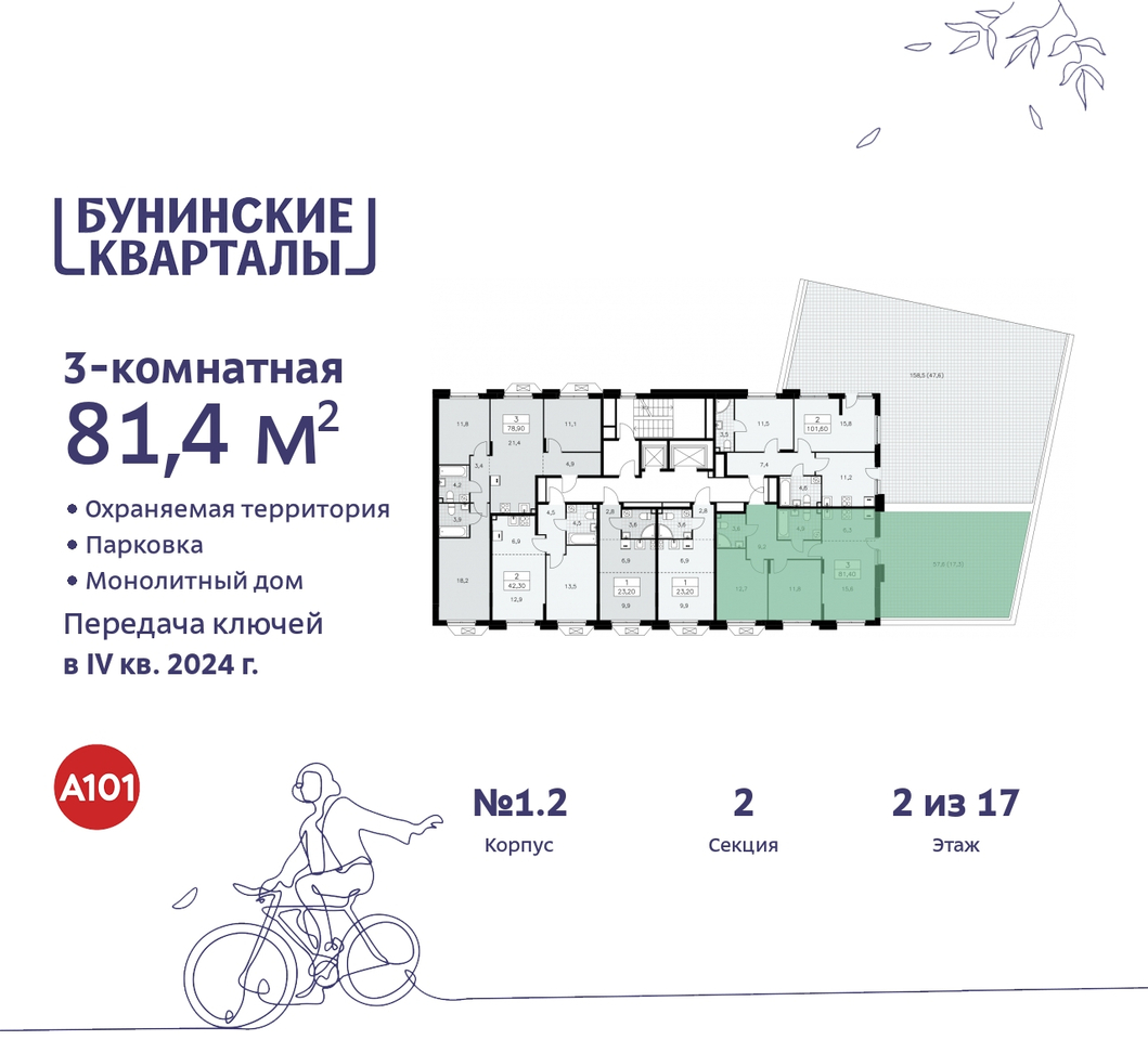 квартира г Москва п Сосенское пр-кт Куприна 2 ЖК Бунинские Кварталы метро Улица Горчакова метро Коммунарка Сосенское, Ольховая, Бунинская аллея фото 2