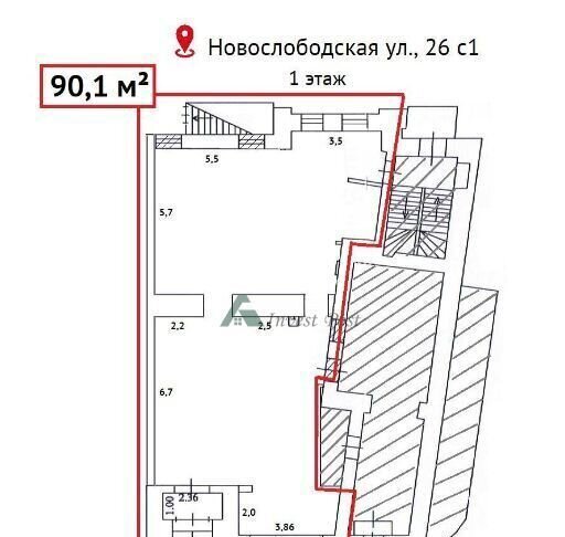 торговое помещение г Москва метро Менделеевская ул Новослободская 26с/1 фото 3