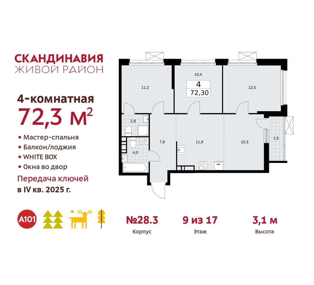 квартира г Москва п Сосенское жилой район «Скандинавия» Сосенское, жилой комплекс Скандинавия, 28. 3, Бутово фото 1