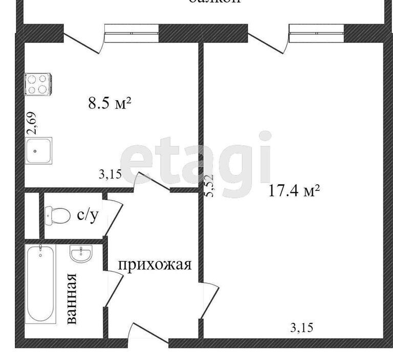 квартира г Белгород ул Щорса 53 фото 16