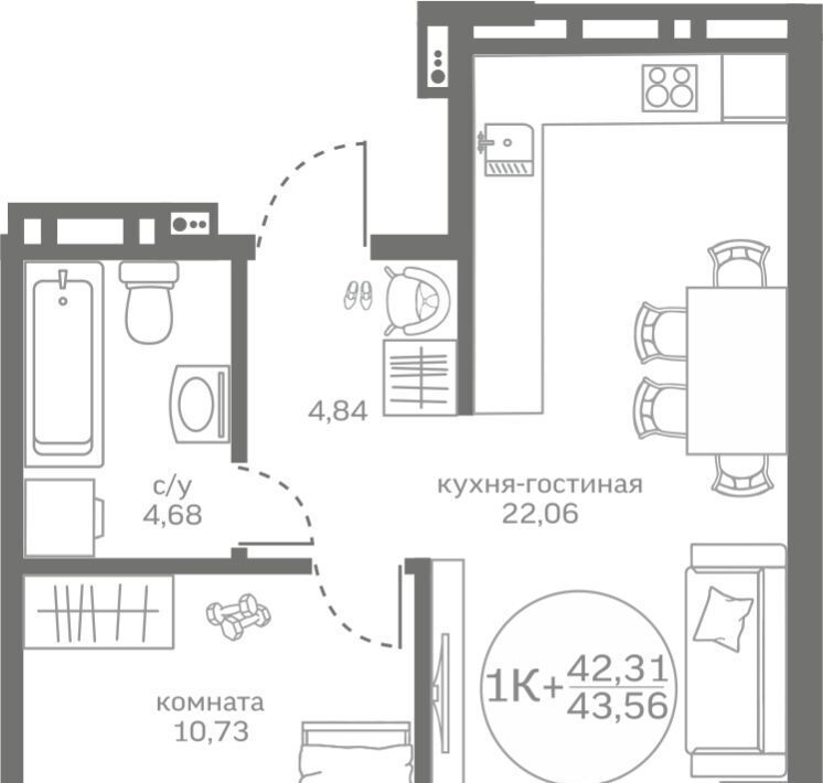 квартира р-н Тюменский д Патрушева ул Петра Ершова 8 Московское сельское поселение фото 1