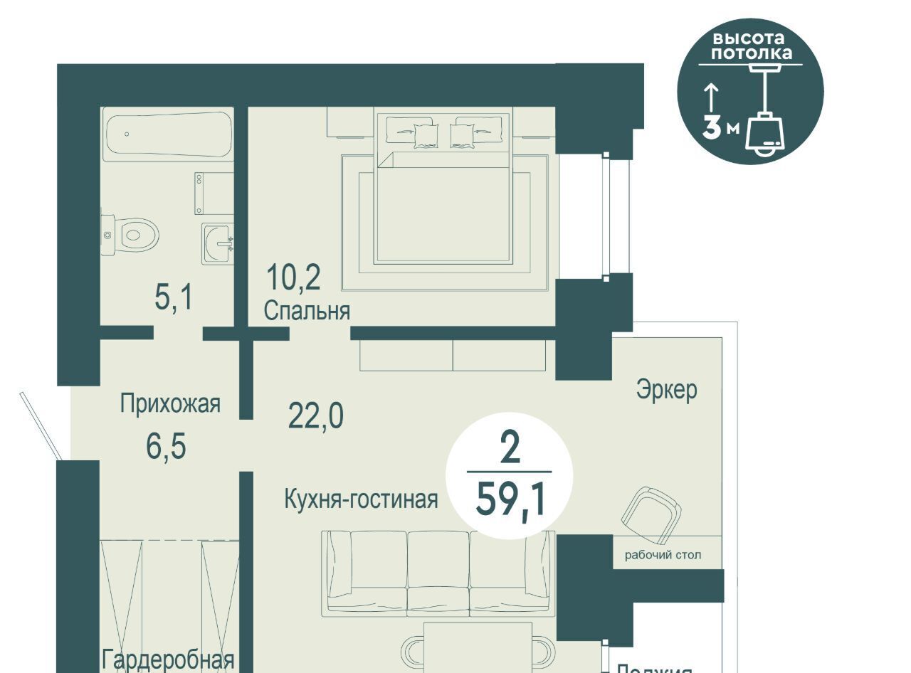 квартира г Красноярск р-н Советский ул Авиаторов 22 фото 1