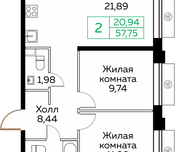 квартира г Мытищи пр-кт Новомытищинский 4а ЖК «Кит» городской округ Мытищи фото 1