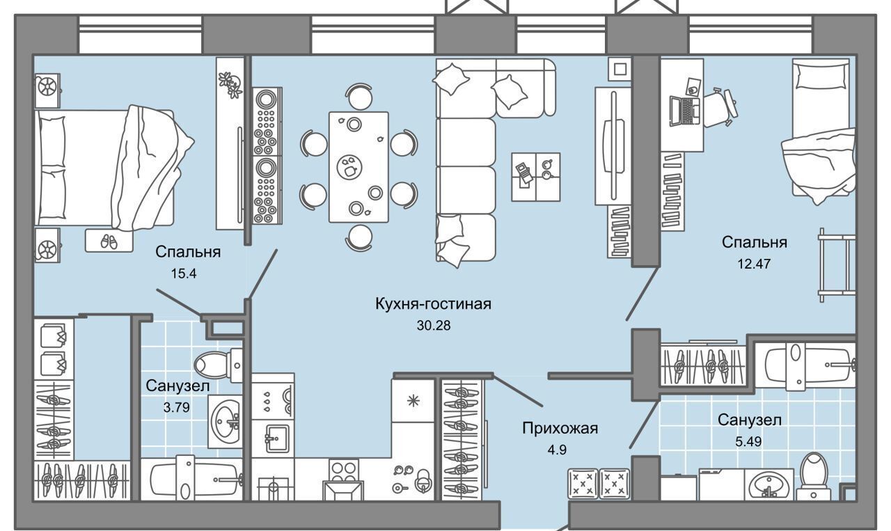 квартира г Ульяновск р-н Заволжский пр-кт Зырина 13 фото 1