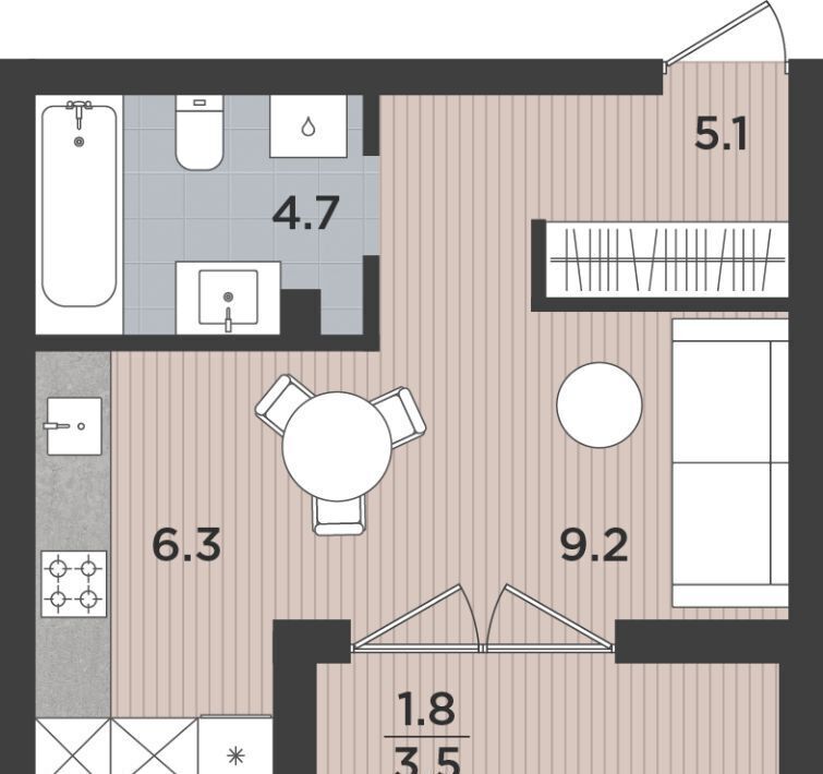 квартира г Калининград р-н Московский ул Тихорецкая 16ак/3 фото 1