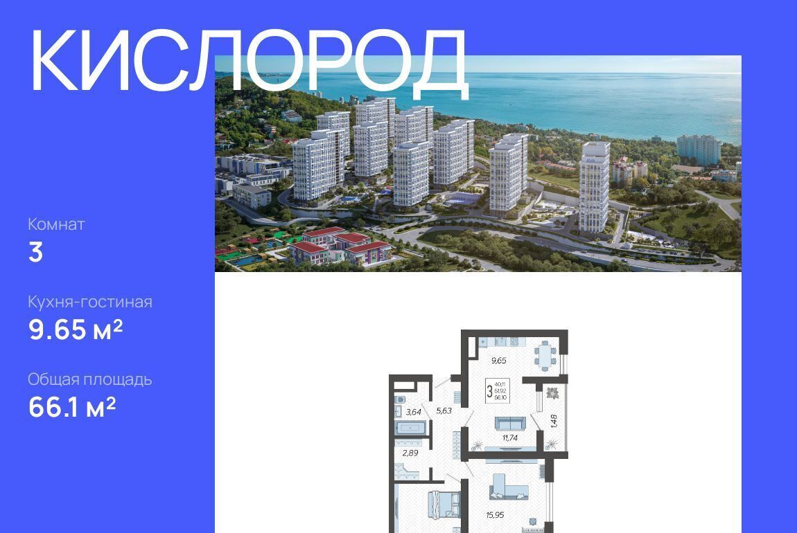 квартира г Сочи р-н Хостинский микрорайон Бытха ул Ясногорская 16/2к 7 фото 1