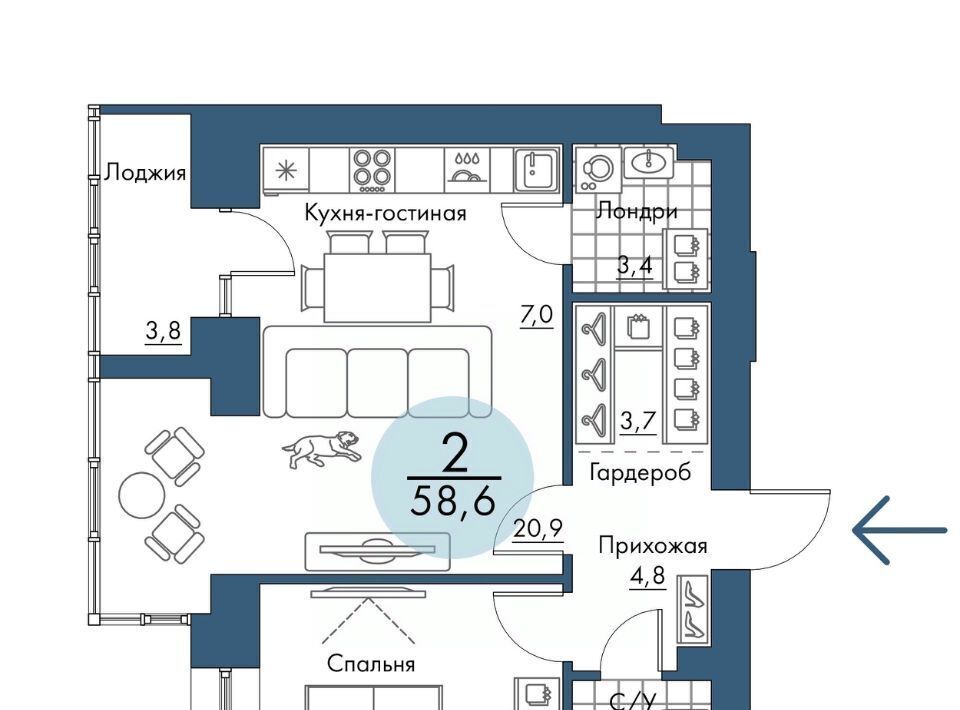 квартира г Красноярск р-н Свердловский Пашенный лофт-район «Портовый» Портовый жилой комплекс фото 1