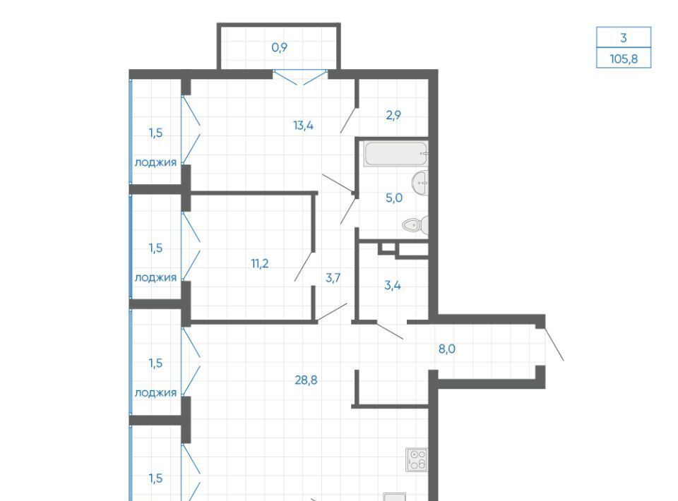 квартира г Екатеринбург Чкаловская 12-й кв-л, 6, Академический мкр фото 2