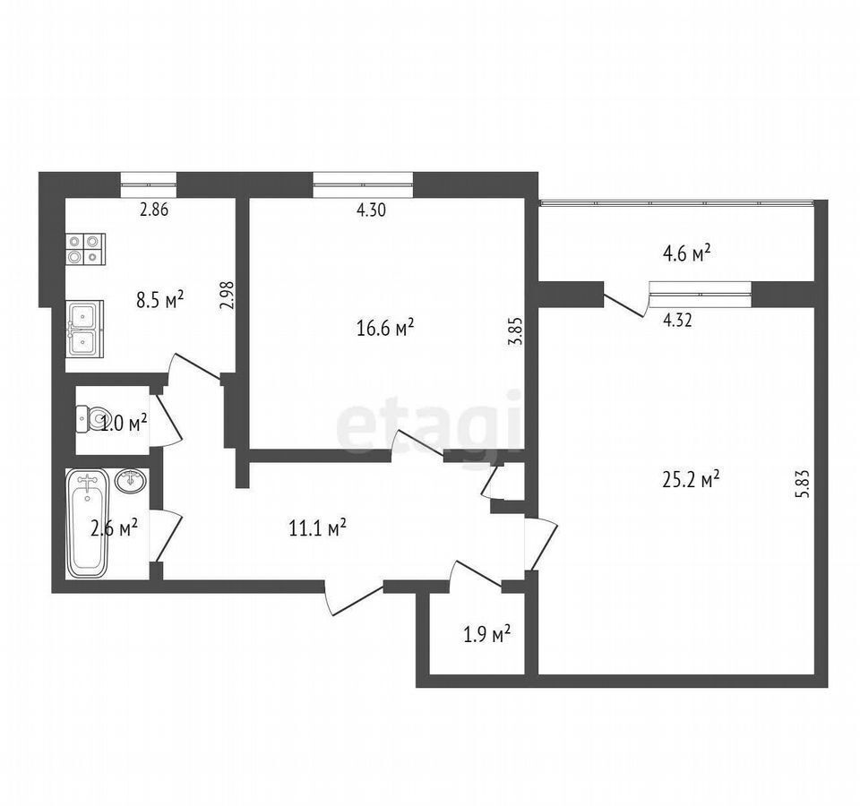 квартира г Ханты-Мансийск ул Ямская 3/1 район Гидронамыв, мкр-н Южный фото 14