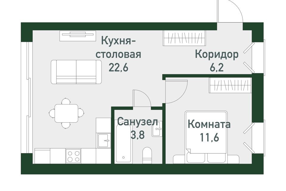 квартира р-н Сосновский п Западный Спортивная улица, 22 фото 1