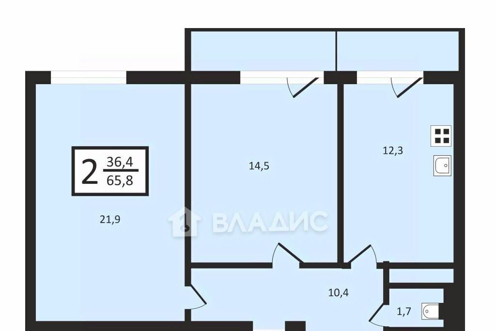 квартира г Краснодар р-н Прикубанский ул им. Байбакова Н.К. 12 микрорайон «Московский» фото 2