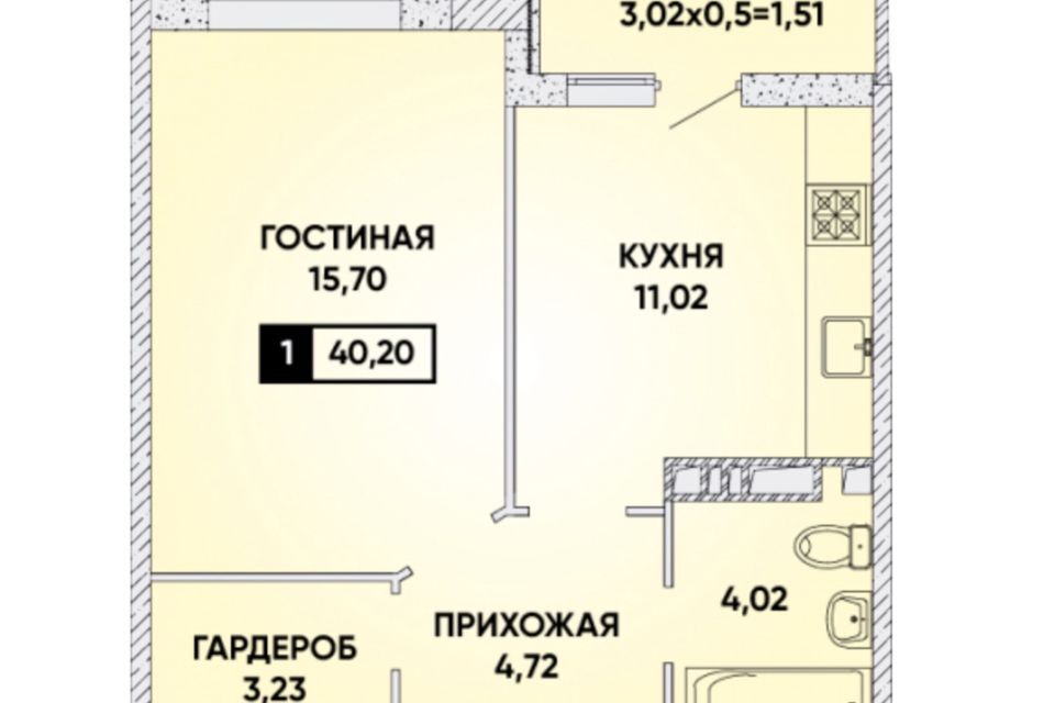 квартира г Краснодар р-н Прикубанский муниципальное образование Краснодар, им. Героя Георгия Бочарникова, 12/1 / улица им. Героя Яцкова, лит 2 фото 2