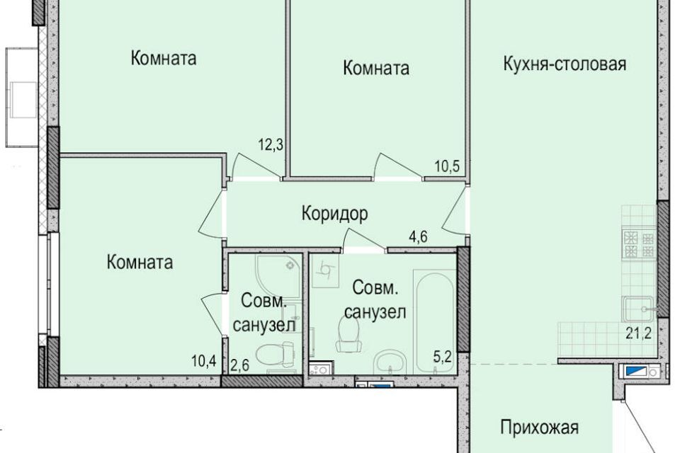 квартира г Ижевск р-н Первомайский Центральный ул Красная 122/1 городской округ Ижевск фото 1