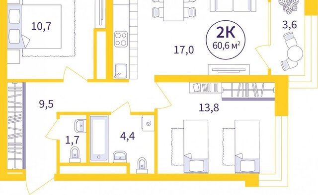 квартира Уралмаш улица 22-го Партсъезда, 5 фото