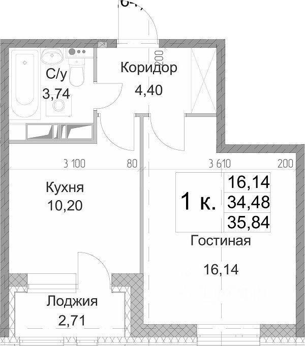 квартира г Санкт-Петербург Выборгская сторона ул Земледельческая 194292 Ленинградская область, 3б фото 3