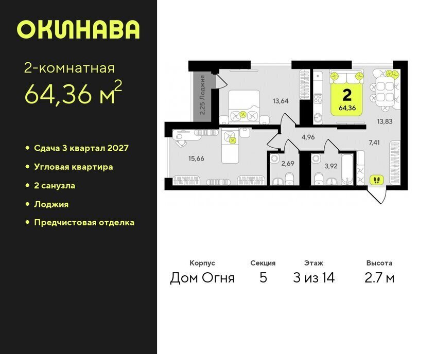 квартира г Тюмень ЖК «‎Окинава» Центральный административный округ фото 1