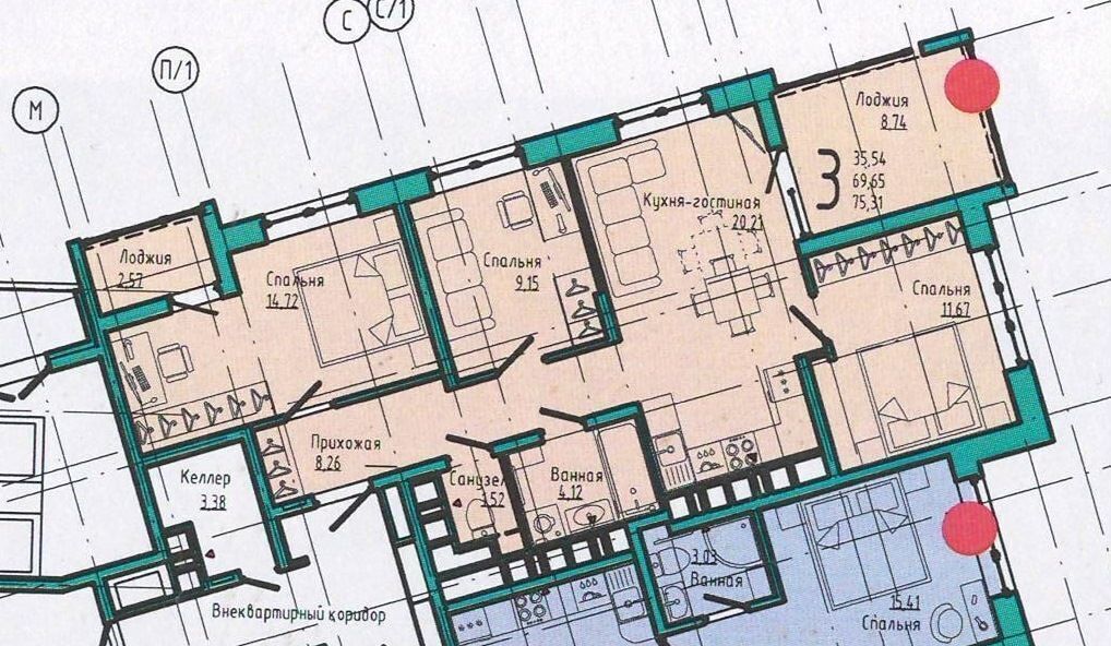 квартира г Брянск р-н Советский Бежицкая ул., 21Б фото 3