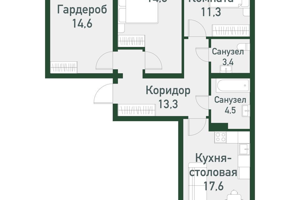 квартира р-н Сосновский п Западный Спортивная улица, 22 фото 1