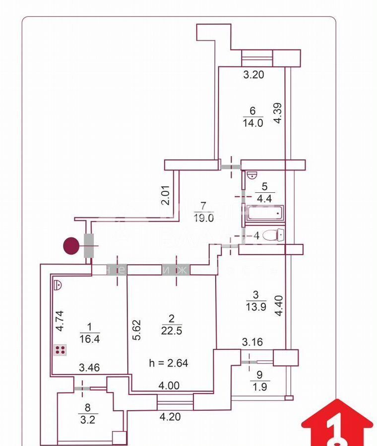 квартира г Омск р-н Центральный ул Сазонова 64 Центральный АО фото 36