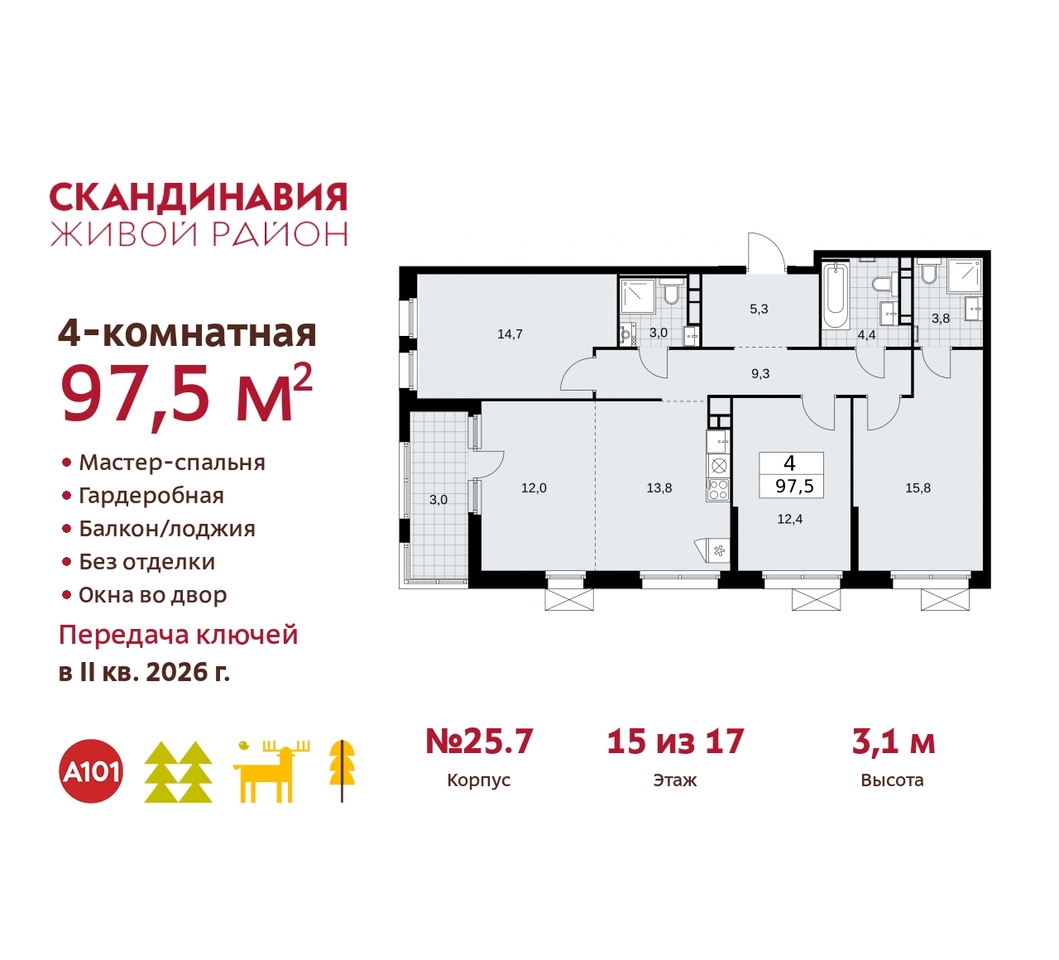 квартира г Москва п Сосенское б-р Скандинавский 25/7 жилой район «Скандинавия» Сосенское, Бутово фото 1