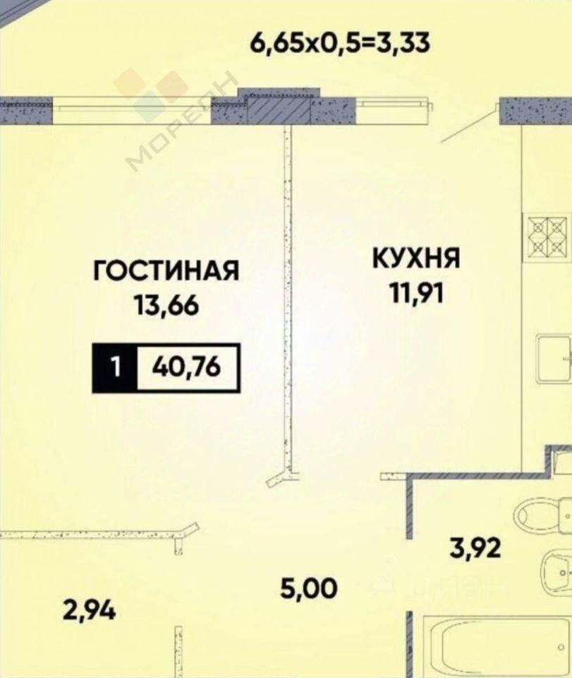 квартира г Краснодар р-н Прикубанский улица Николая Шевелёва, 13 фото 21