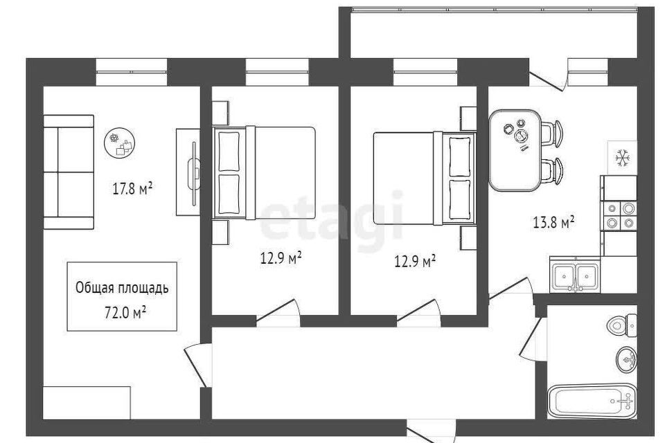 квартира г Искитим Индустриальный м-н, 49 фото 7