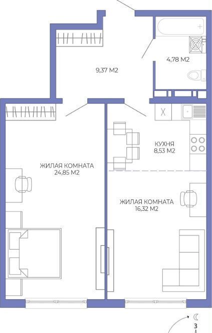 квартира г Пенза Пенза-4 ул Побочинская 2 р-н Октябрьский фото 5