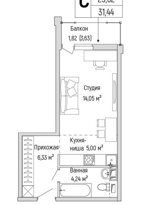 квартира г Красногорск Павшино жилой комплекс Рига Хиллс фото 1