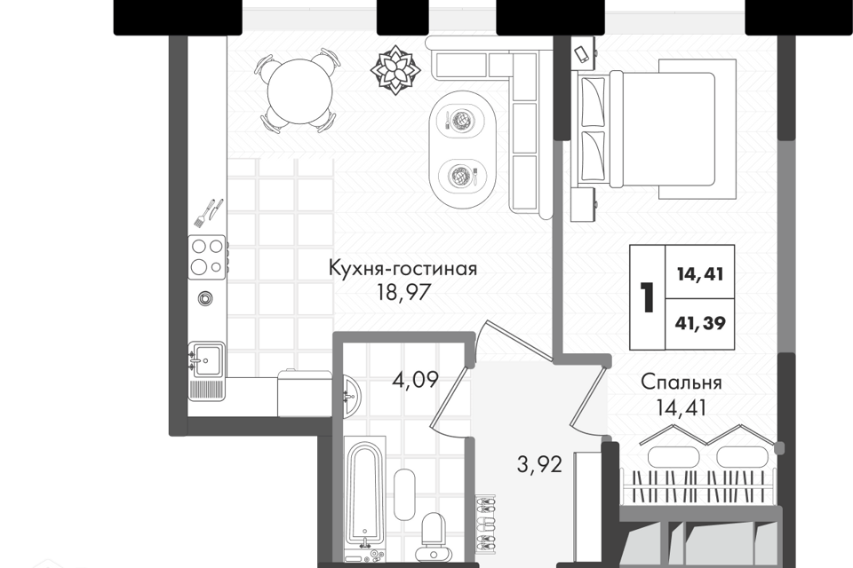 квартира г Краснодар р-н Прикубанский Краснодар городской округ, Генерала Брусилова, лит 1. 3 фото 1