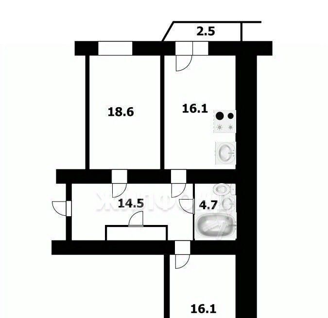 квартира г Новосибирск р-н Кировский Студенческая ул Новогодняя 24/2 фото 34