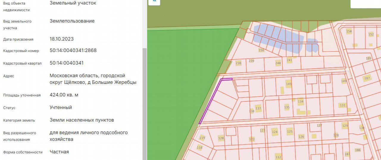 земля городской округ Щёлково д Большие Жеребцы ул Солнечная 240 14 км, г. о. Щёлково, Щёлковское шоссе фото 1