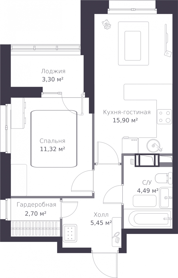 квартира р-н Всеволожский г Сертолово ЖК Veren Nort Сертолово Парнас, Проспект Просвещения, Озерки, Дмитрия Кожемякина, 1 фото 1