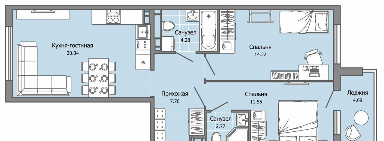 квартира г Ульяновск р-н Засвияжский ЖК «Город новаторов» ул. Шигаева/Ефремова, стр. 2 фото 1