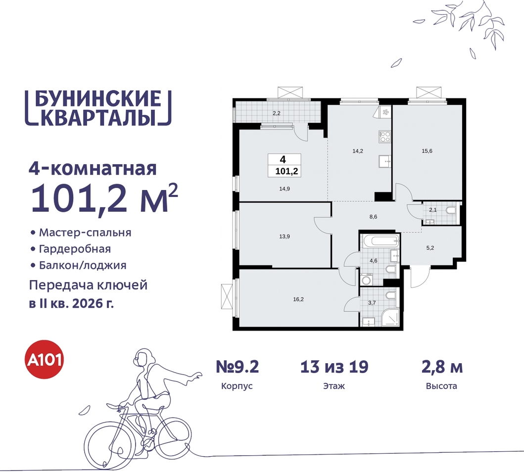 квартира г Москва п Сосенское ЖК Бунинские Кварталы метро Улица Горчакова метро Коммунарка пр-кт Куприна 2 Сосенское, Ольховая, Бунинская аллея фото 1