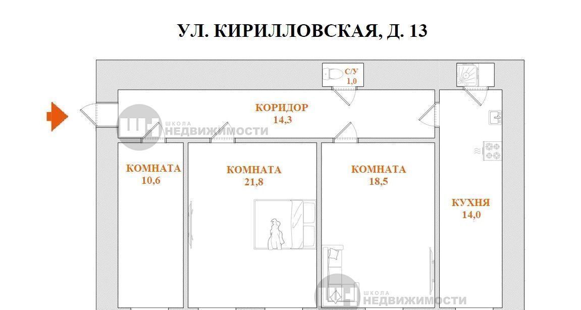 квартира г Санкт-Петербург метро Площадь Восстания Пески ул Кирилловская 13 округ Смольнинское фото 2