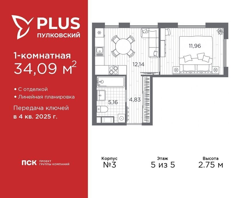 квартира г Санкт-Петербург метро Московская ЖК Пулковский Ленинградская область фото 1