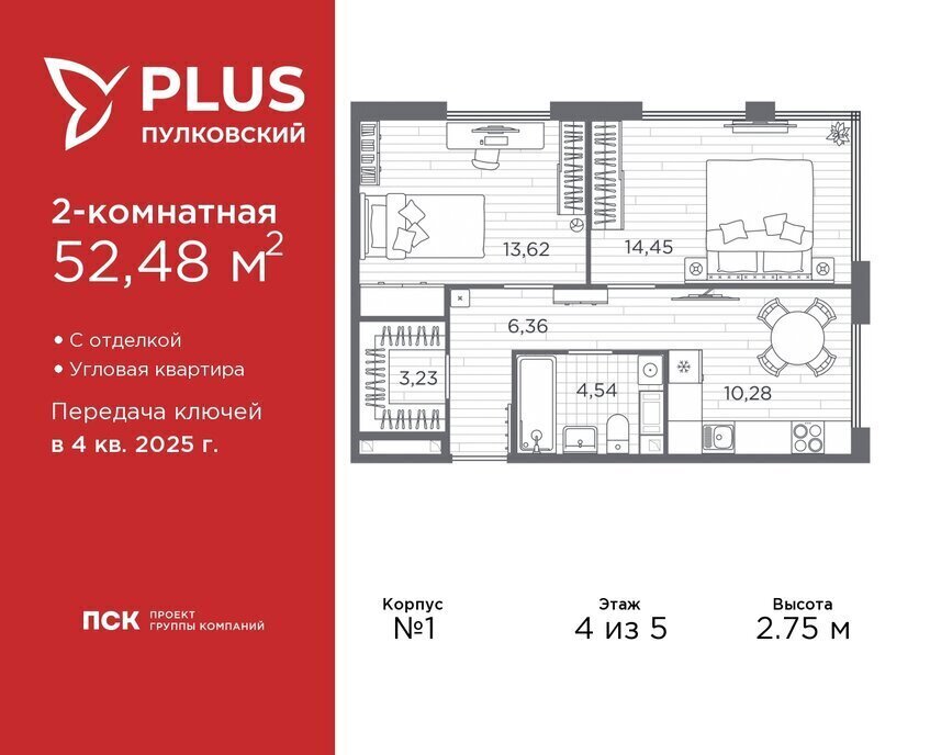 квартира г Санкт-Петербург метро Московская ЖК Пулковский Ленинградская область фото 1