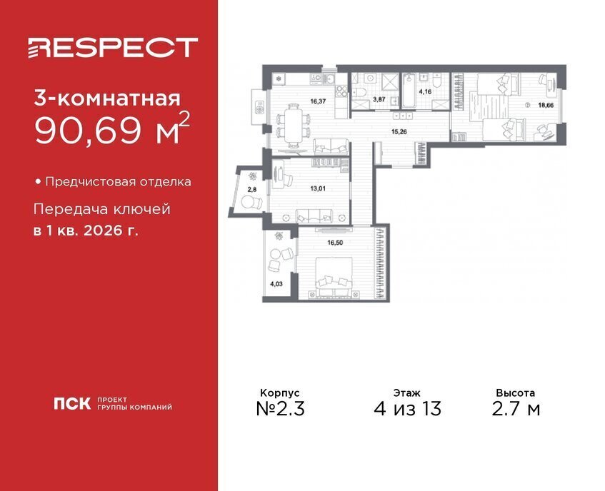 квартира г Санкт-Петербург метро Лесная р-н Пискарёвка Кушелевка жилой квартал RESPECT фото 1